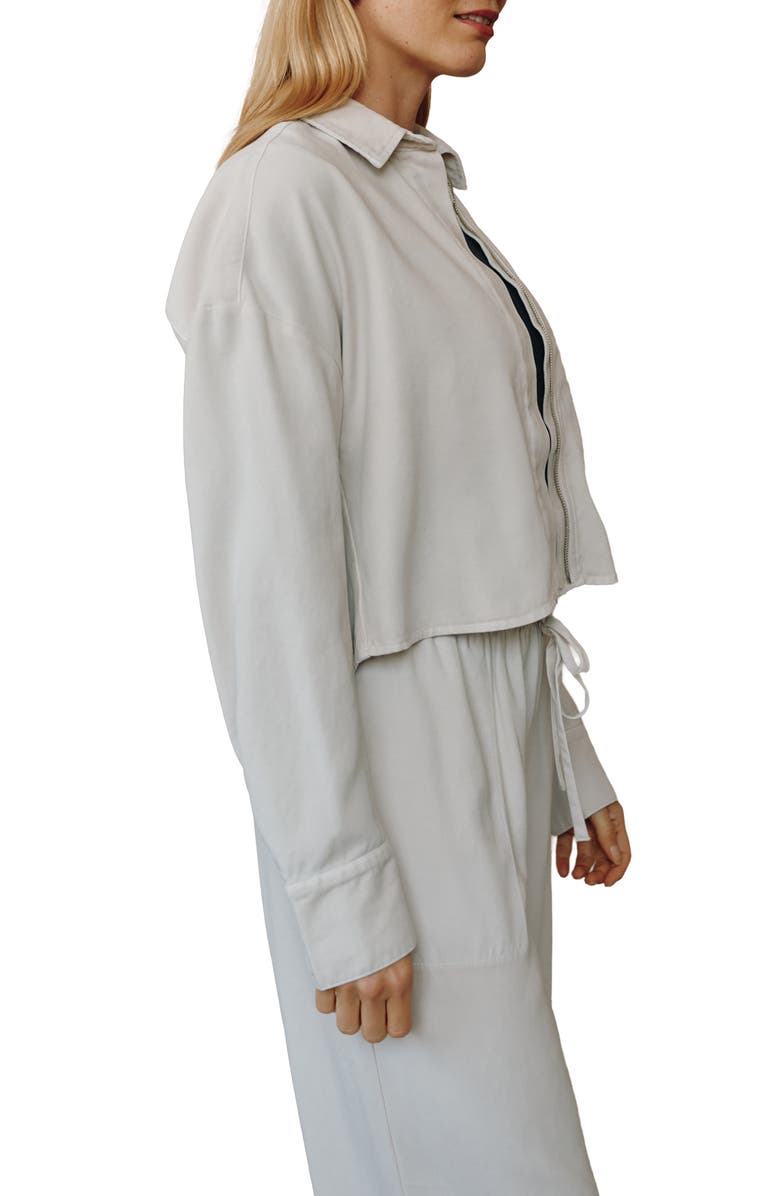 Bella Dahl Oversize Crop Zip Shacket, Alternate, color, Ivory Smoke