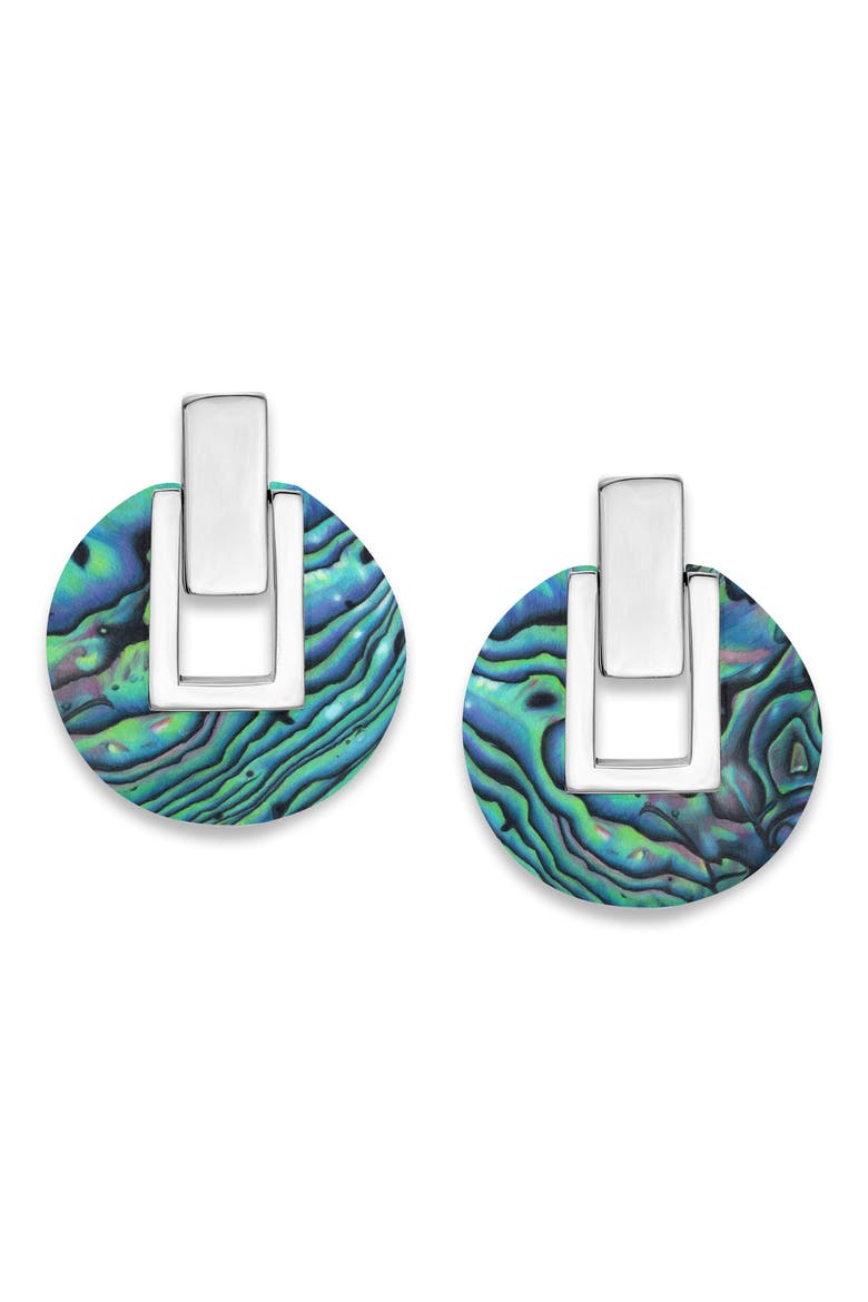 Round Hinge Earrings, Main, color, BLUE/ GREEN