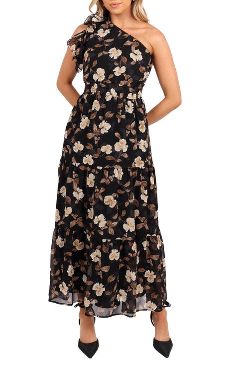 Layley Floral Print One-Shoulder Maxi Dress