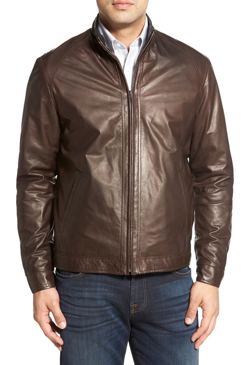 Lambskin Leather Jacket, Alternate, color, COFFEE