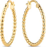 DEVATA Beaded Ball Hoop Earrings in 14K Gold