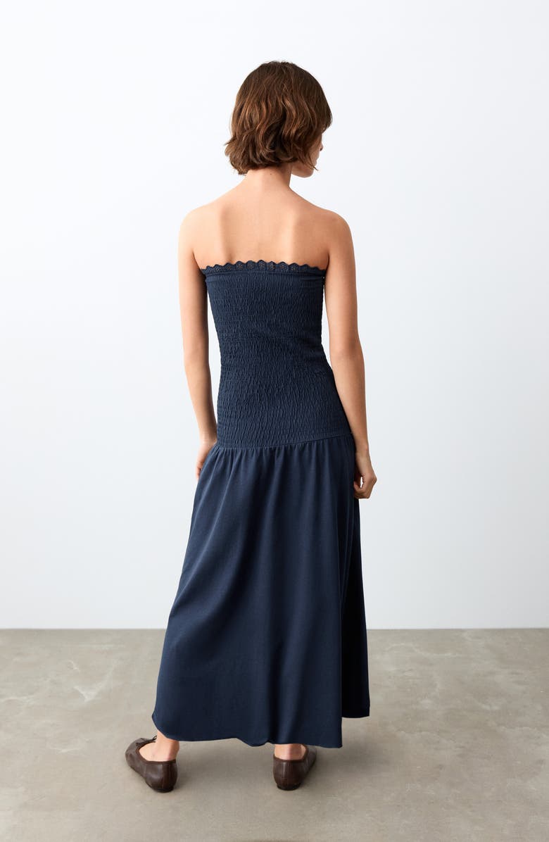 MANGO TEEN Smocked Strapless Maxi Dress, Alternate, color, 