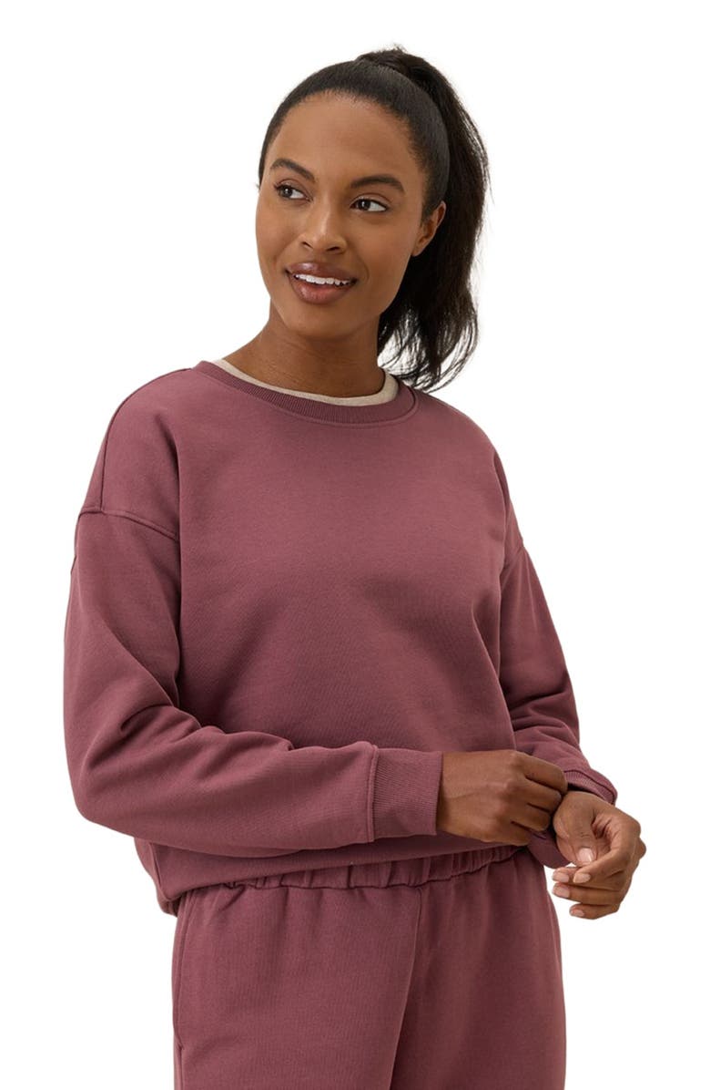 Pact Organic Brushed Fleece Crew Sweatshirt, Alternate, color, Mauve