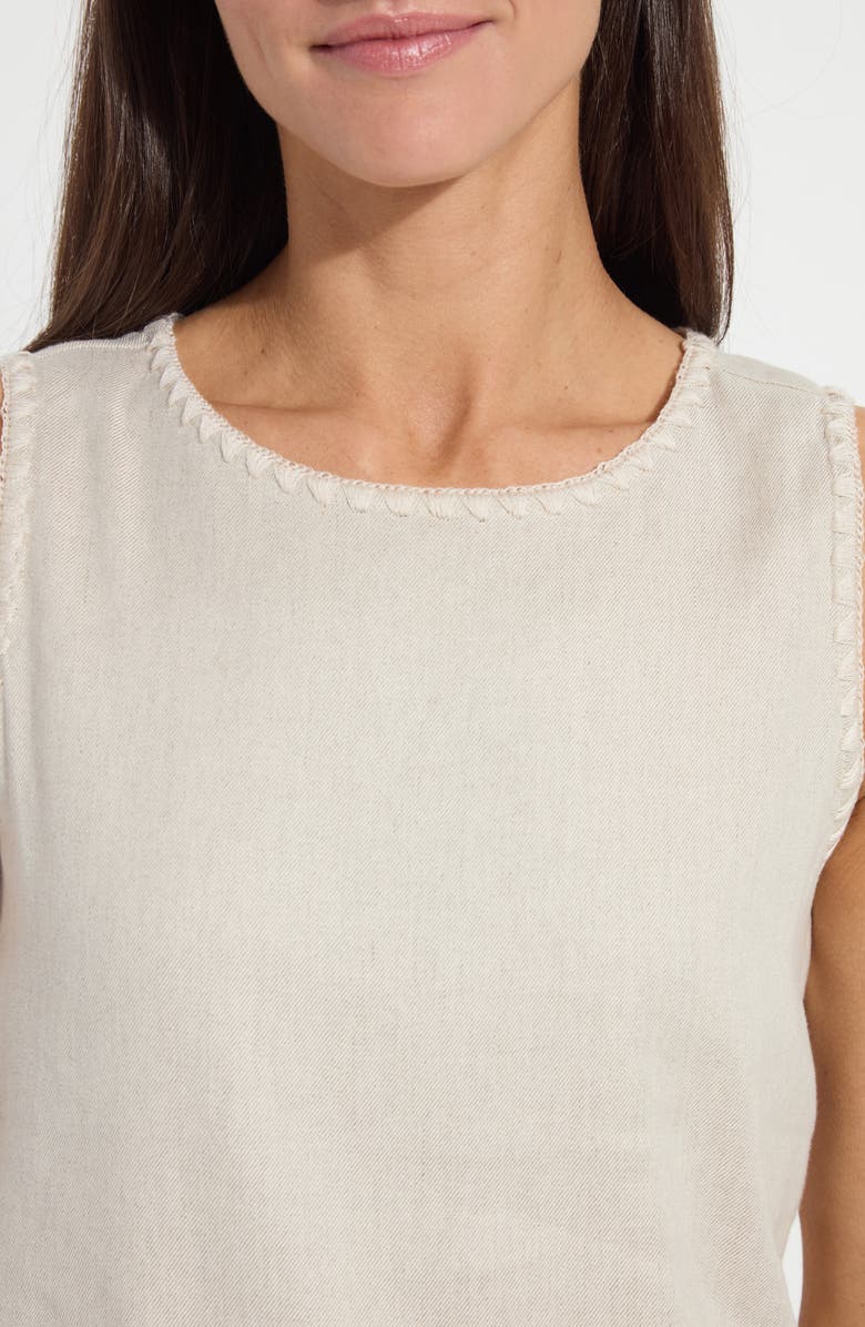 Lysse Gabriela Embroidered Detail Linen Blend Tank, Alternate, color, Flax Linen