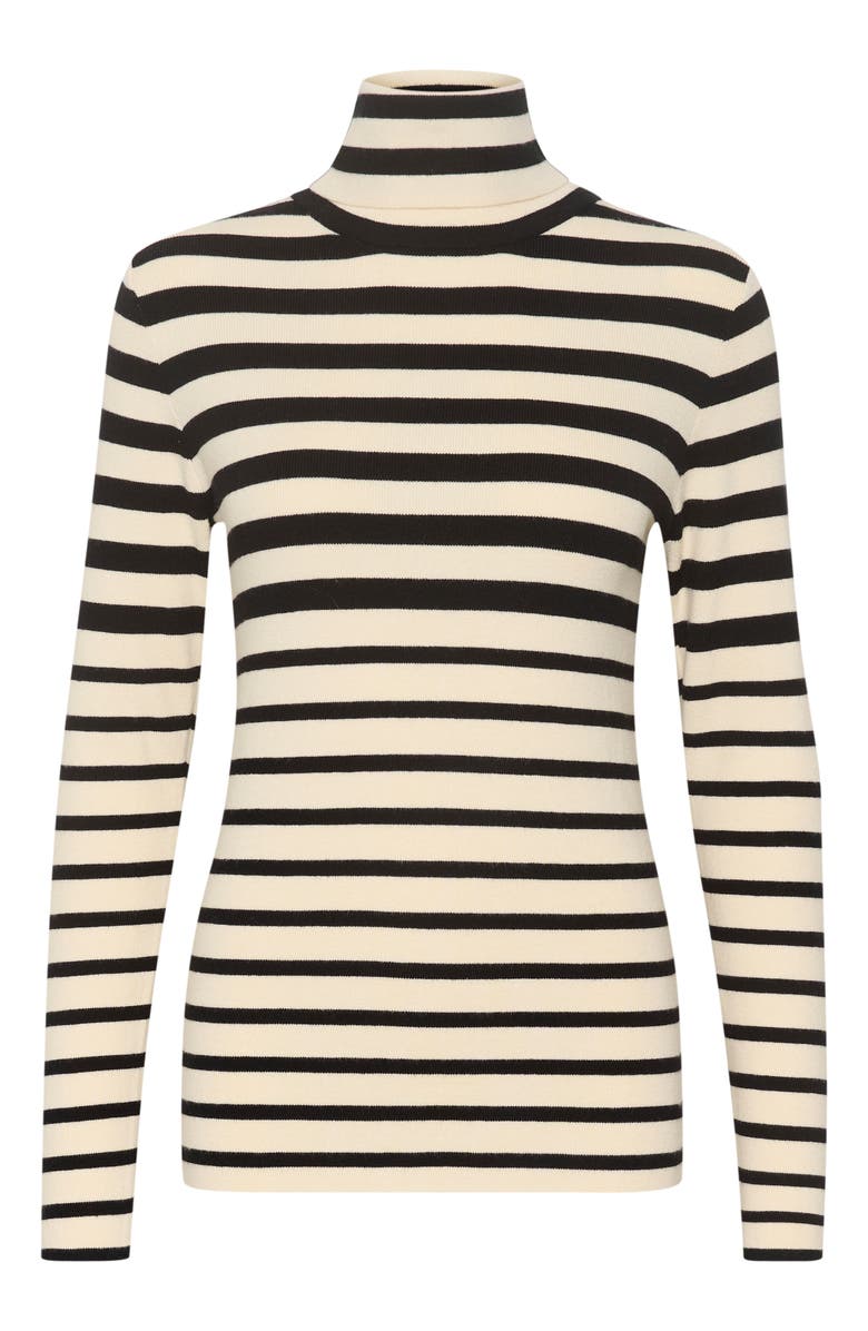 Soaked in Luxury SLSpina Slim Fit Rollneck Pullover, Alternate, color, Black And White Stripe