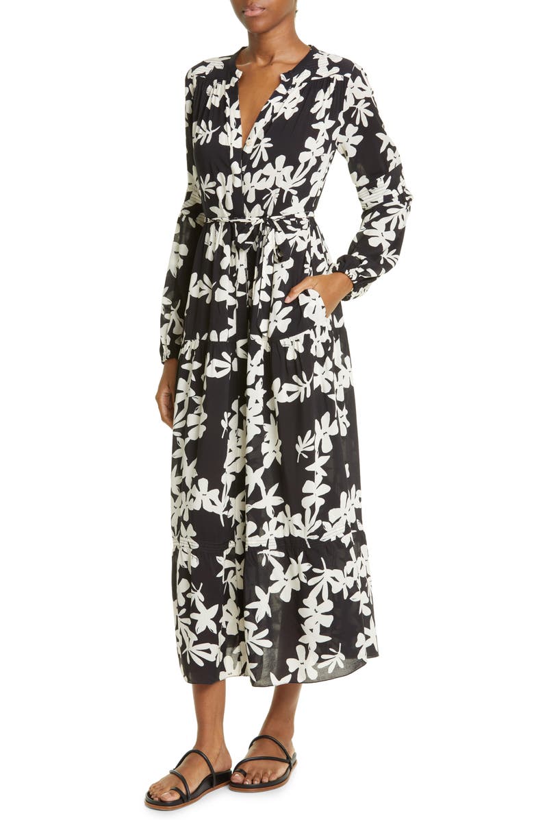 lemlem Sea Floral Long Sleeve Shirtdress, Alternate, color, 