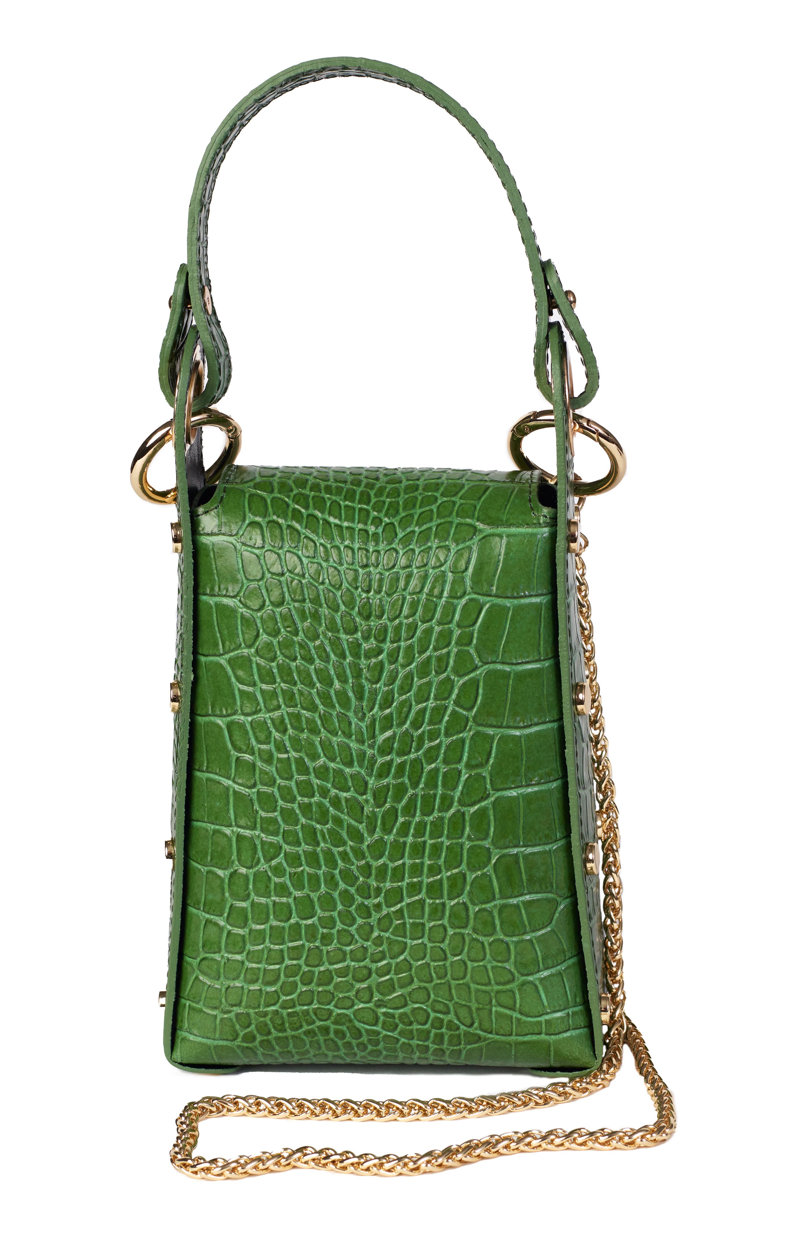 Anette Croc-Embossed Leather Crossbody Bag, Alternate, color, HUNTER GREEN