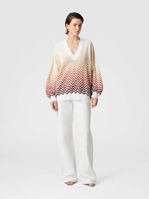 MISSONI MISSONI OVERSIZED DÉGRADÉ CHEVRON SWEATER WITH V-NECK