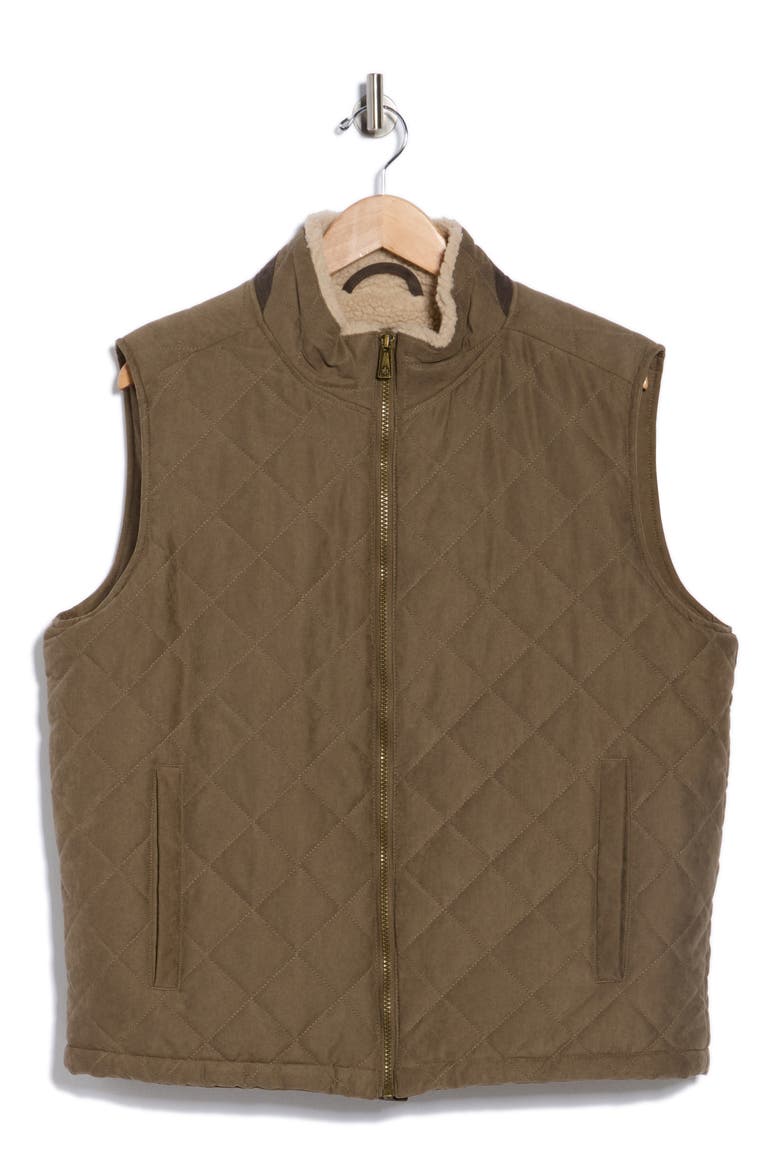 Faux Shearling Lined Quilted Vest, Alternate, color, TOBACCO
