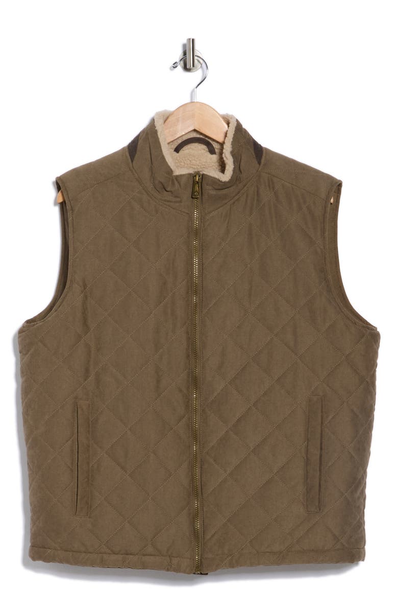 Rainforest Faux Shearling Lined Quilted Vest, Alternate, color, Tobacco