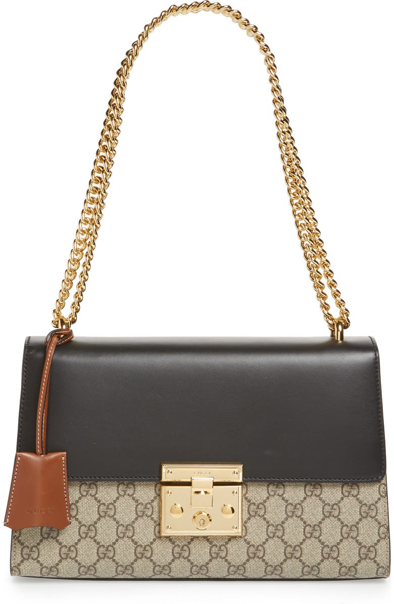 Gucci Medium Padlock Leather Shoulder Bag, Main, color,