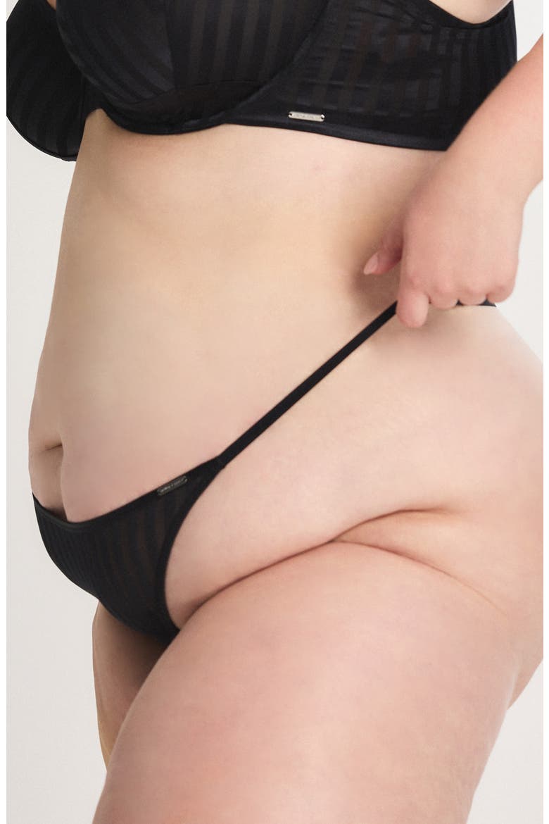 Show 'n' Tell Stripe G-String, Alternate, color, BLACK CAVIAR