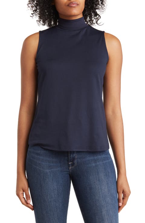 Mock-neck Sleeveless Blouse