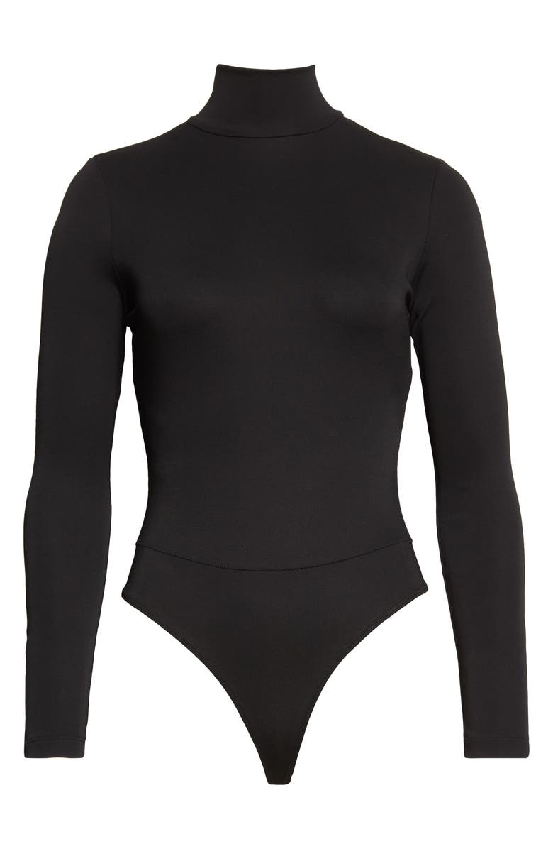 Donna Karan New York Mock Neck Long Sleeve Crepe Jersey Bodysuit, Alternate, color, 