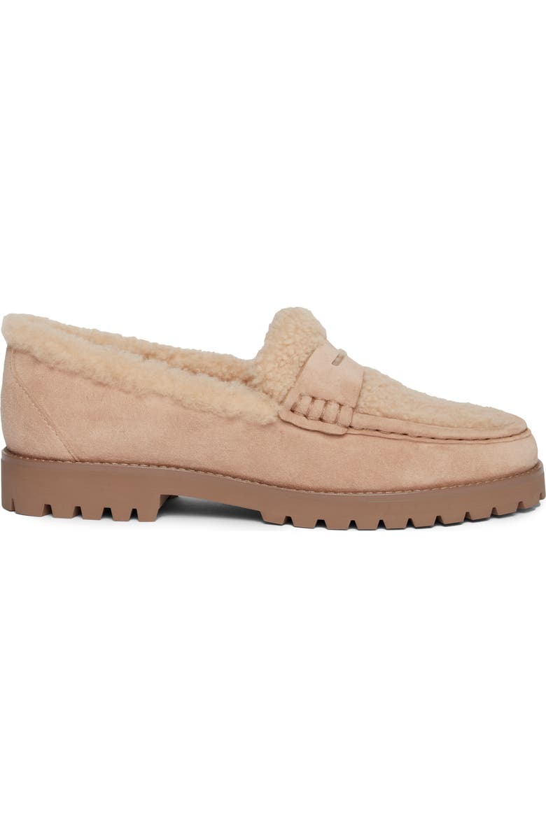 PAIGE Ellis Genuine Shearling Platform Penny Loafer, Alternate, color, Light Tan