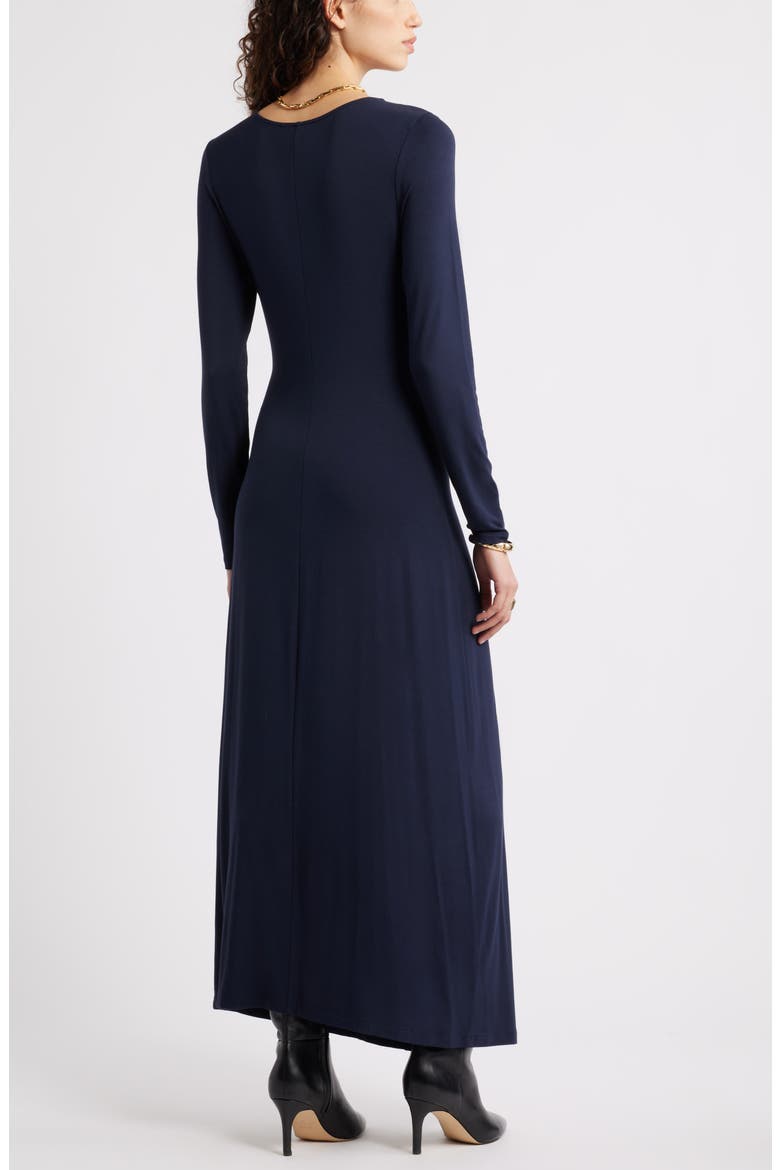 Twist Front Long Sleeve Jersey Maxi Dress, Alternate, color, NAVY NIGHT