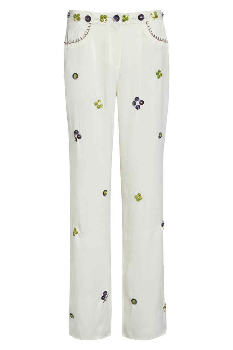 Brity Embellished Low Rise Straight Leg Pants, Alternate, color, ECRU