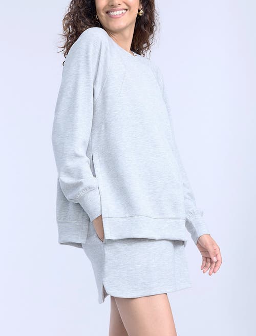 Motherhood Maternity Long Sleeve With Side Slits Scuba Raglan Top In Heather Grey