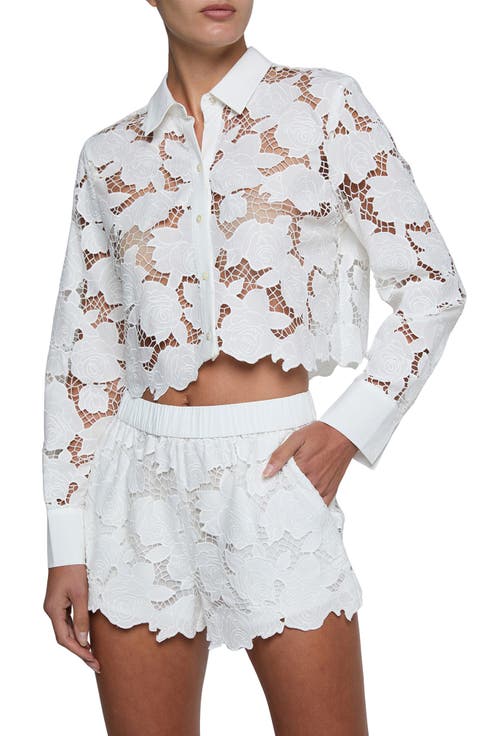 Seychelle Cutwork Crop Button-Up Shirt