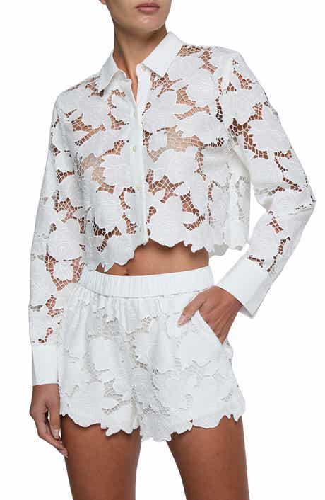 Seychelle Cutwork Crop Button-Up Shirt