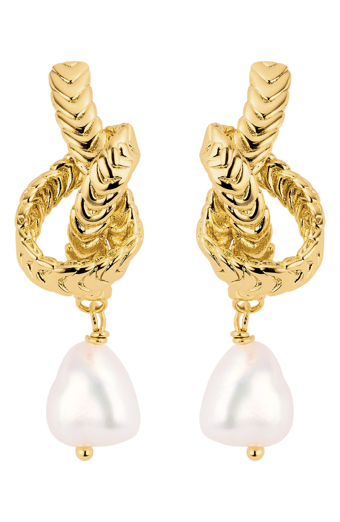 Athra Luxe Freshwater Pearl Drop Earrings In Gold