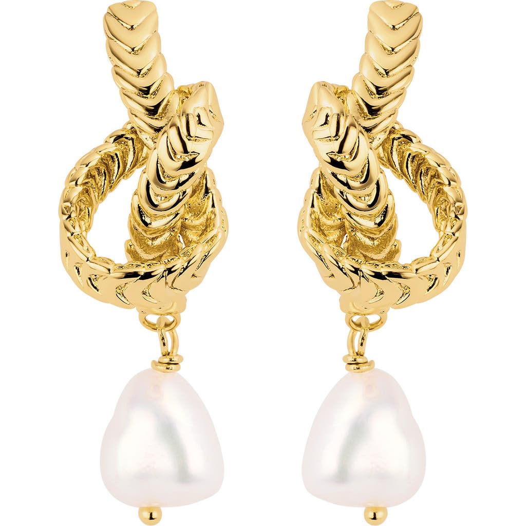 Athra Luxe Freshwater Pearl Drop Earrings In Gold