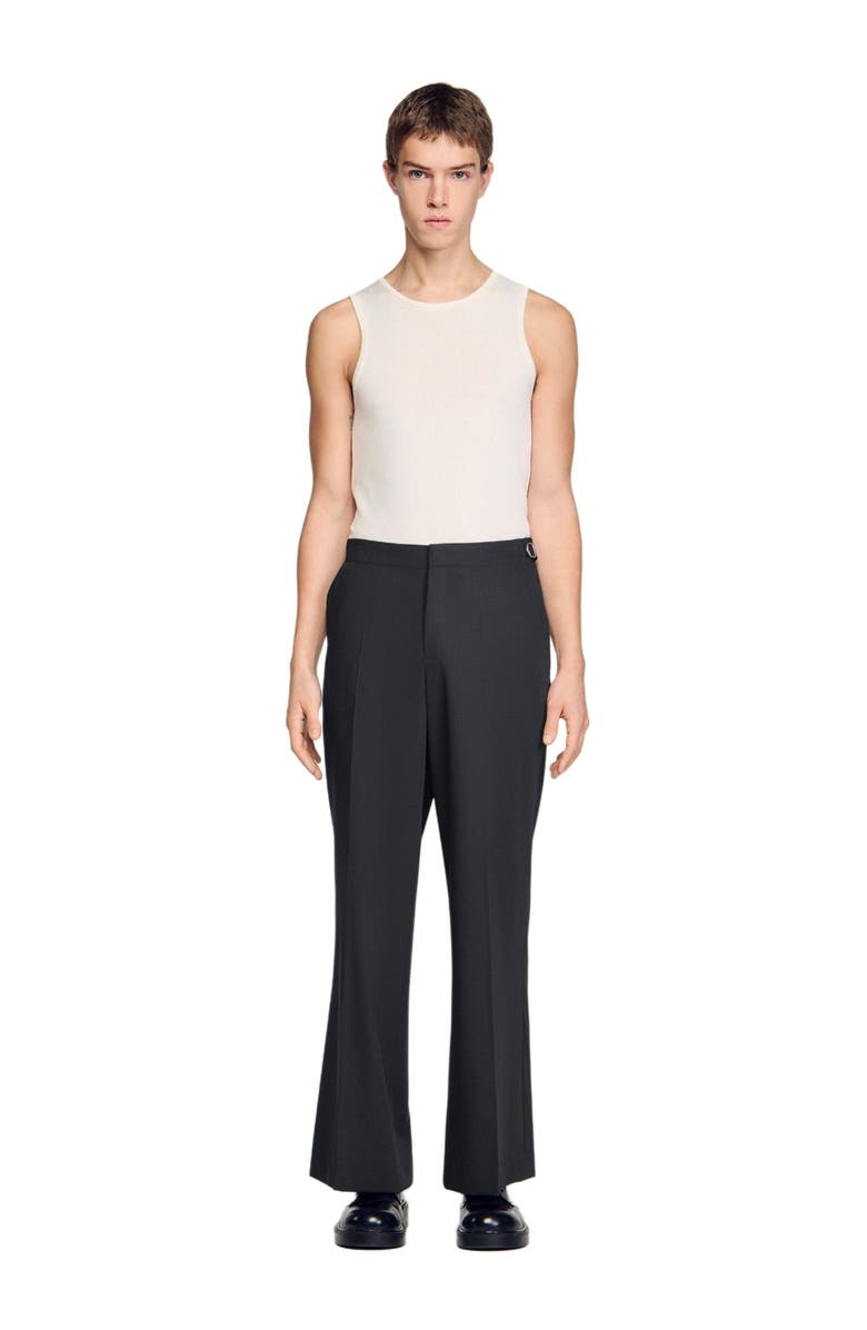 SANDRO Wide-leg bouclé wool trousers, Alternate, color, Dark Grey