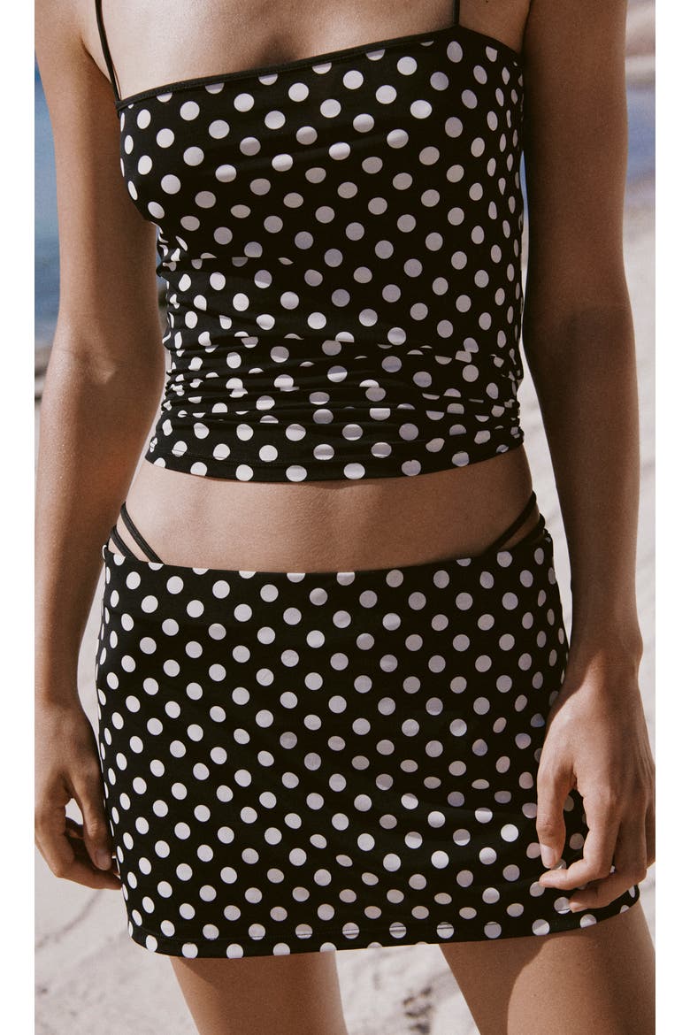 Polka Dot Crop Top, Alternate, color, BLACK