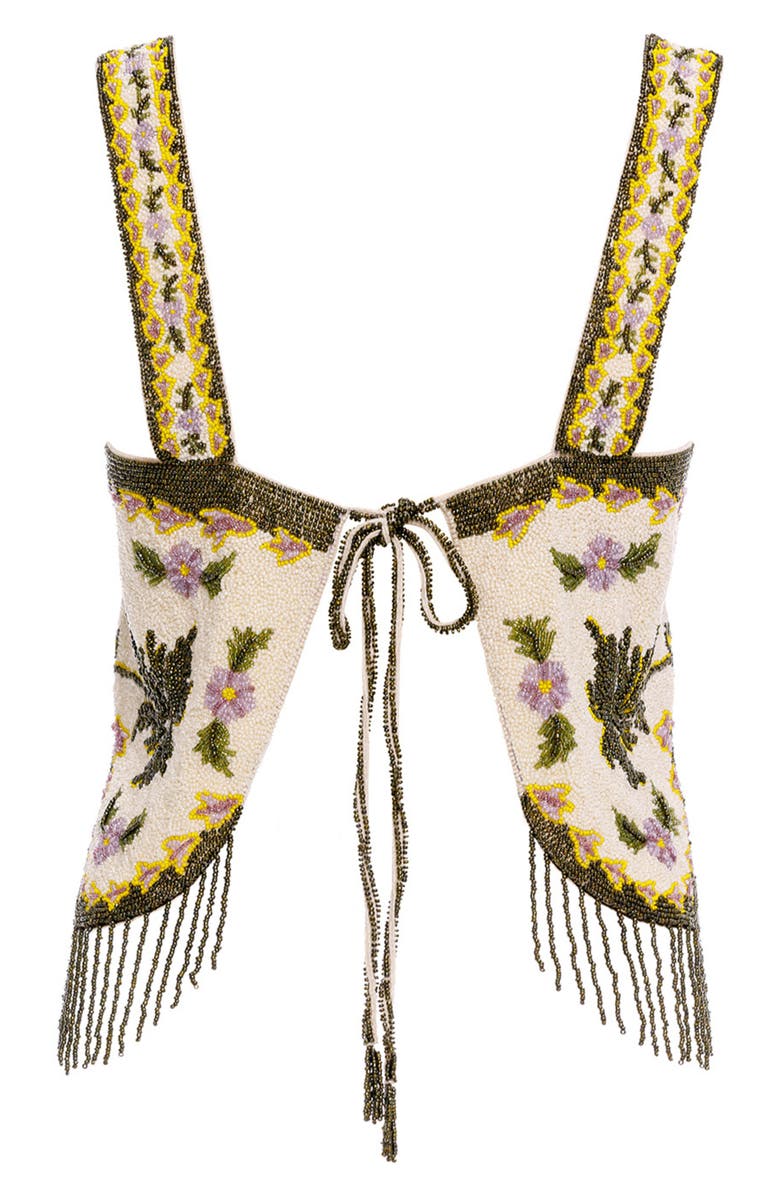 Agua Bendita Aida Aura Embellished Beaded Fringe Cover-Up Top, Alternate, color, Yellow Multi