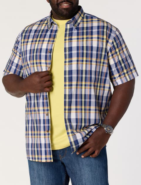 Big & Tall Easy-Care Medium Plaid Sport Shirt V9