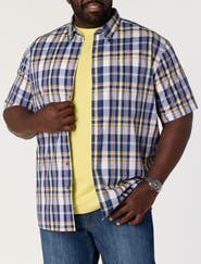 Harbor Bay by DXL Big & Tall Easy-Care Medium Plaid Sport Shirt V9