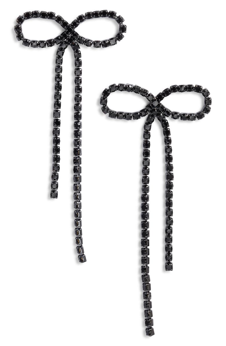 Open Edit Crystal Bow Drop Earrings, Main, color,