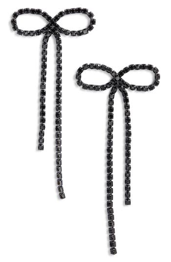 Open Edit Crystal Bow Drop Earrings