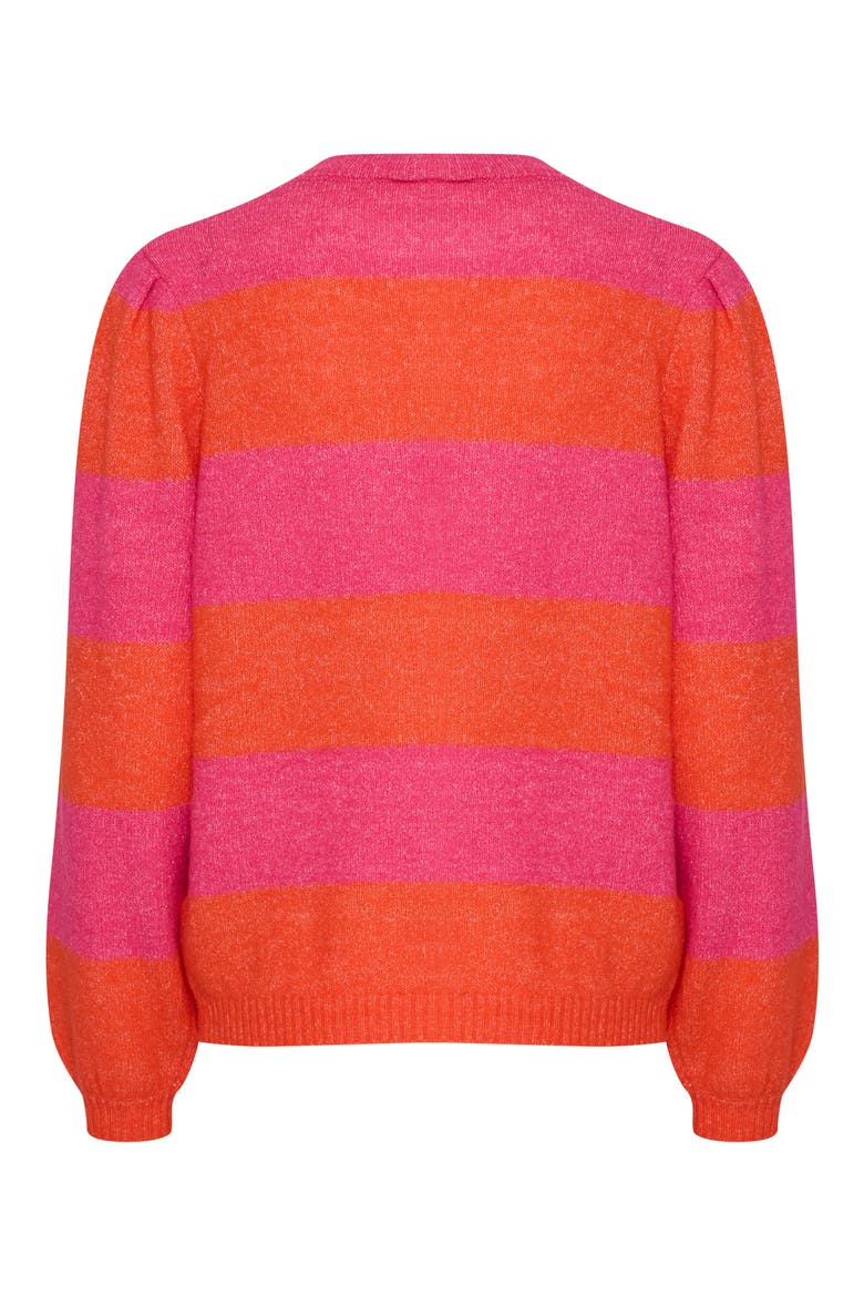 Striped Knit Sweater, Alternate, color, PINK YARROW