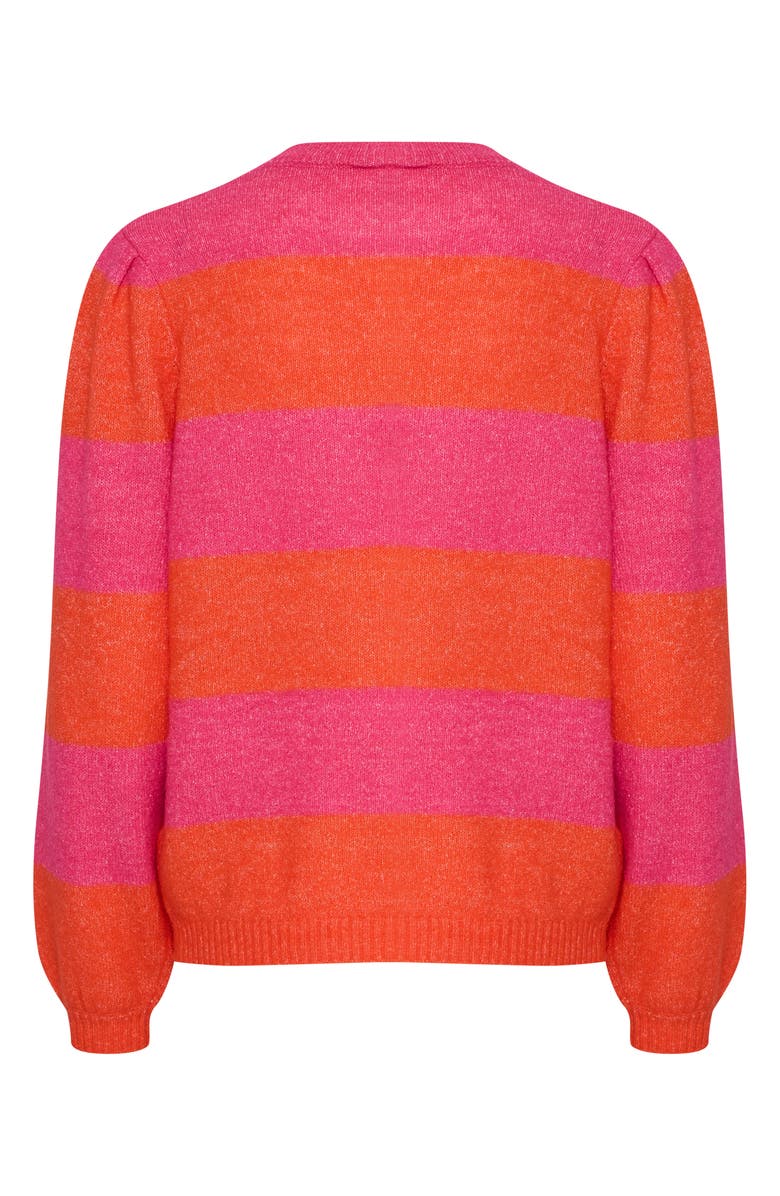 ICHI Striped Knit Sweater, Alternate, color, Pink Yarrow