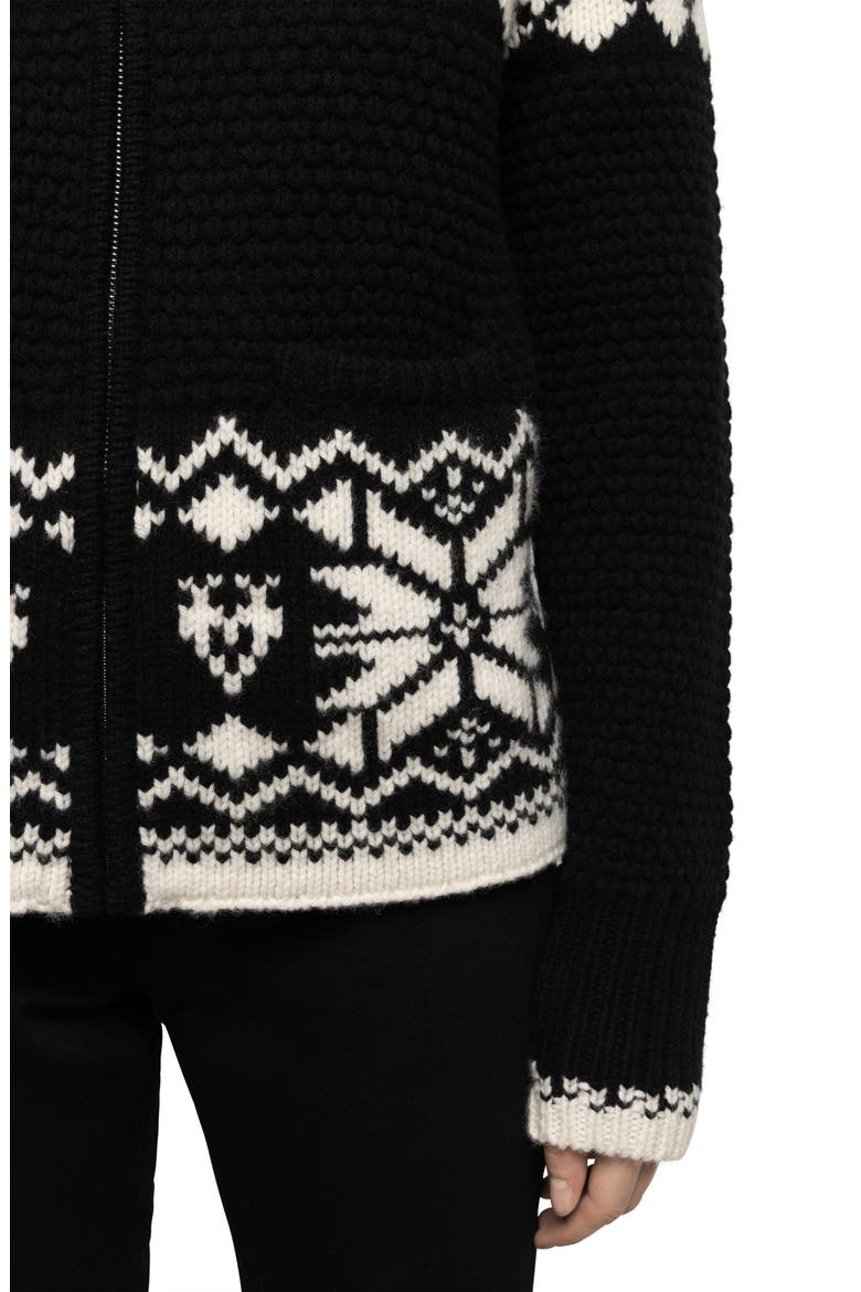 Gildas Pattern Front Zip Wool & Cashmere Cardigan, Alternate, color, BLACK