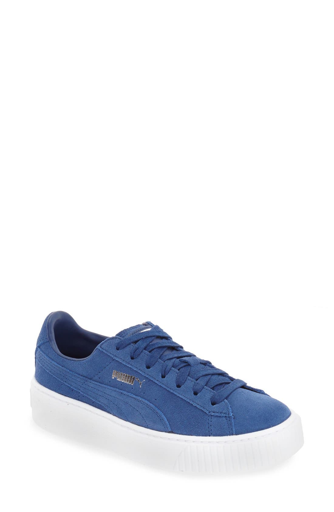 Suede Platform Sneaker, Main, color, PEACOAT/ WHITE