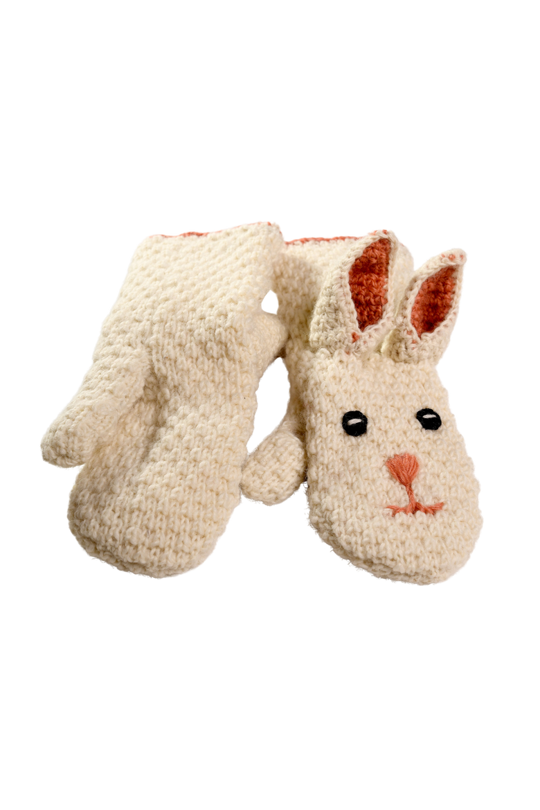 Crochet Rabbit Mittens, Alternate, color, White