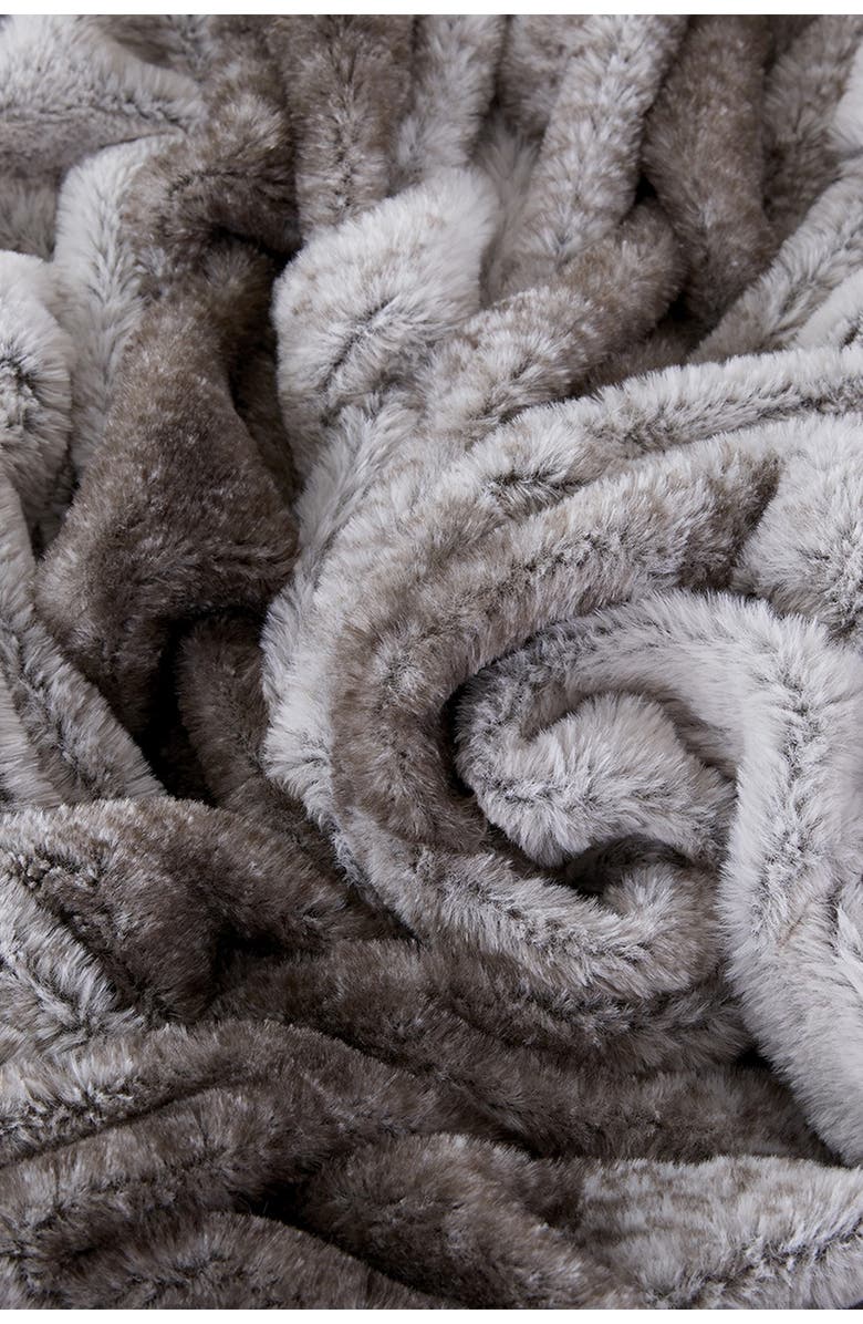 Modern Threads Faux Fur Braided Reversible Throw, Alternate, color, Braided Taupe
