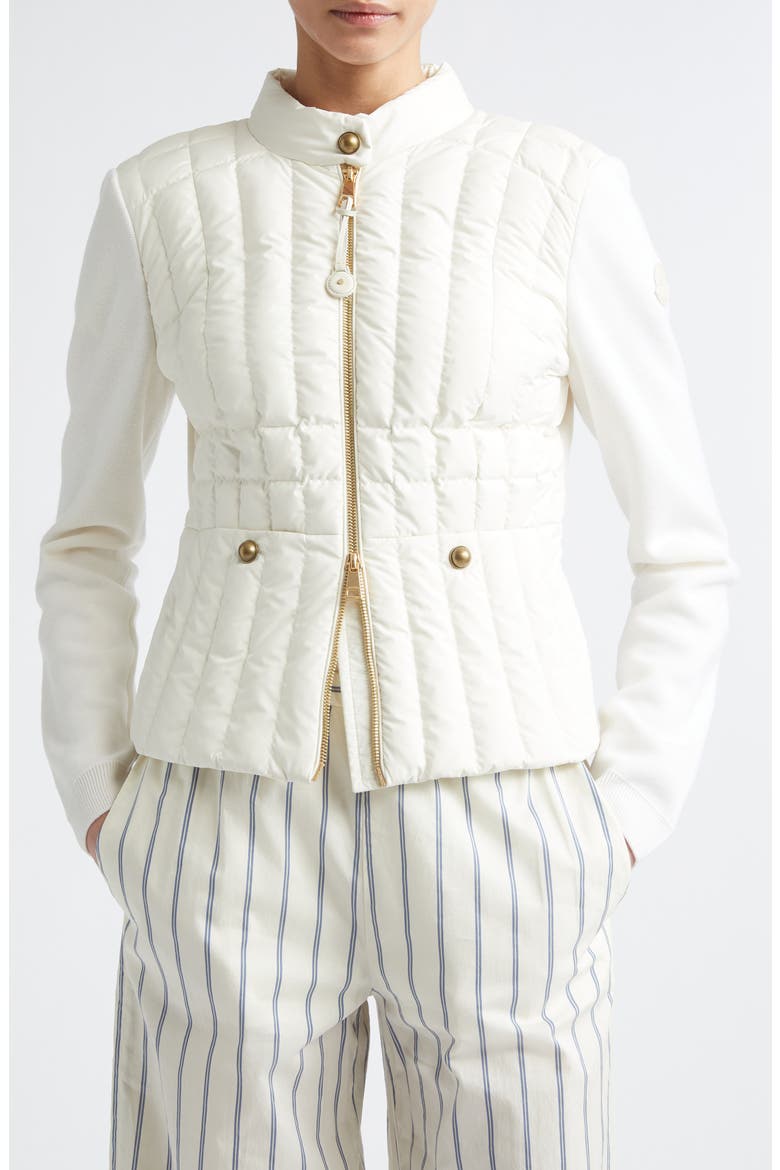 Mixed Media Down Jacket, Main, color, WHITE