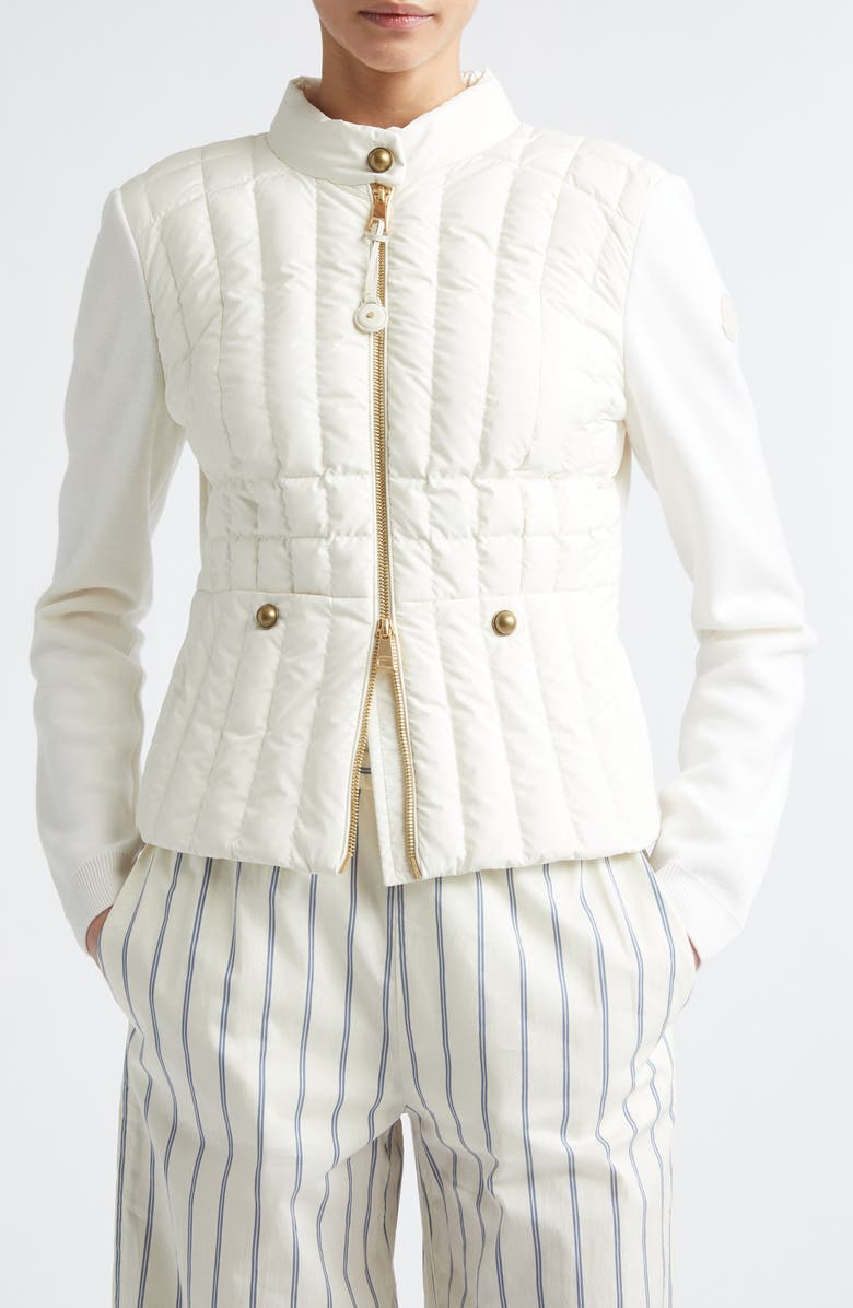 Moncler Mixed Media Down Jacket, Main, color, White
