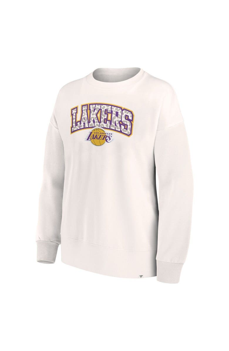FANATICS Women's Fanatics Branded White Los Angeles Lakers Tonal Leopard Pullover Sweatshirt, Alternate, color, White