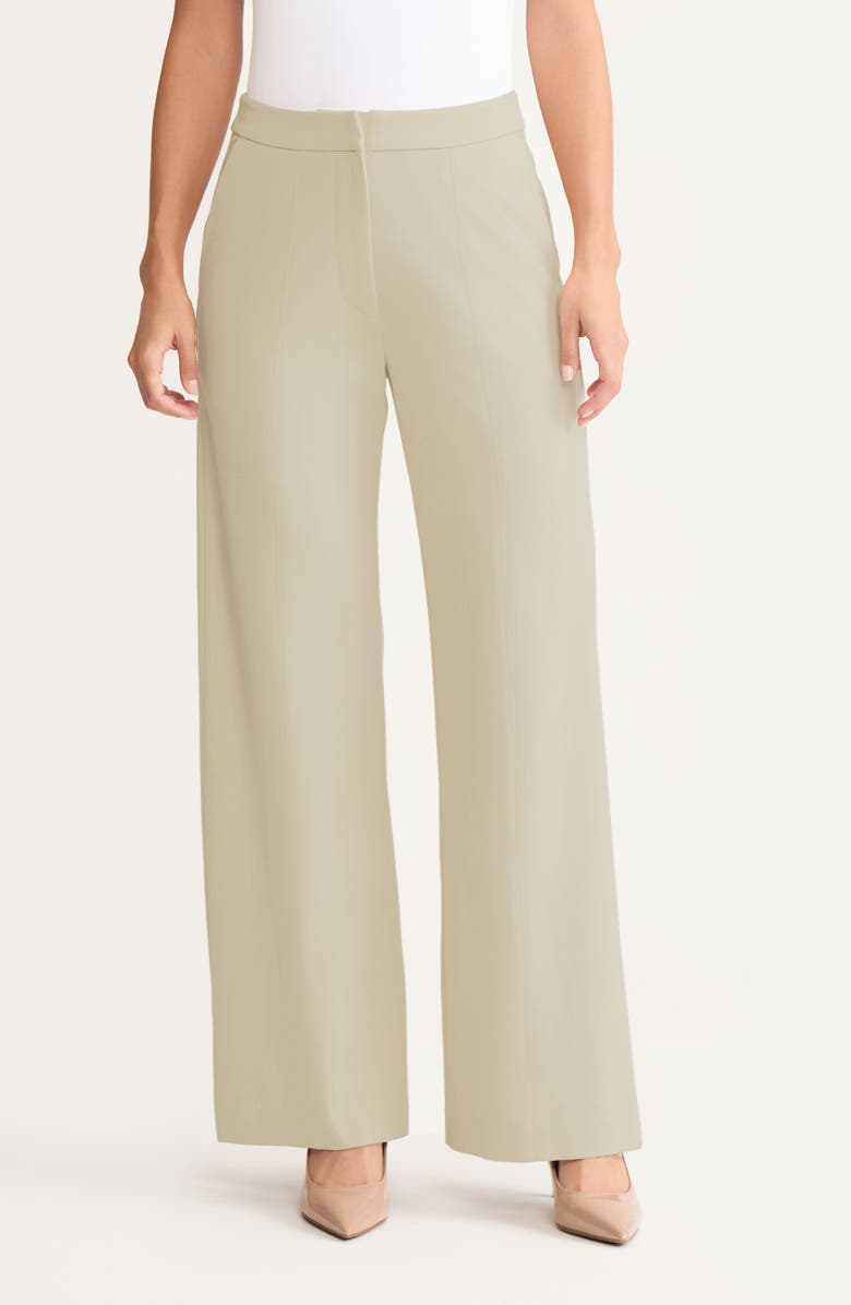 Misook Naomi Wide Leg LuxeStretch Ponte Pant, Main, color, Biscotti