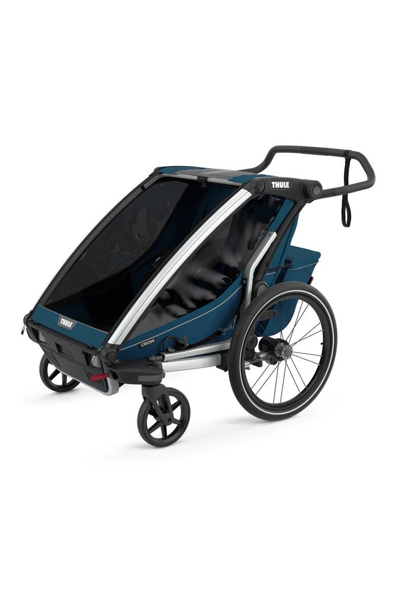 Chariot Cross 2 Multisport Double Cycle Trailer/Stroller, Alternate, color, MAJOLICA BLUE