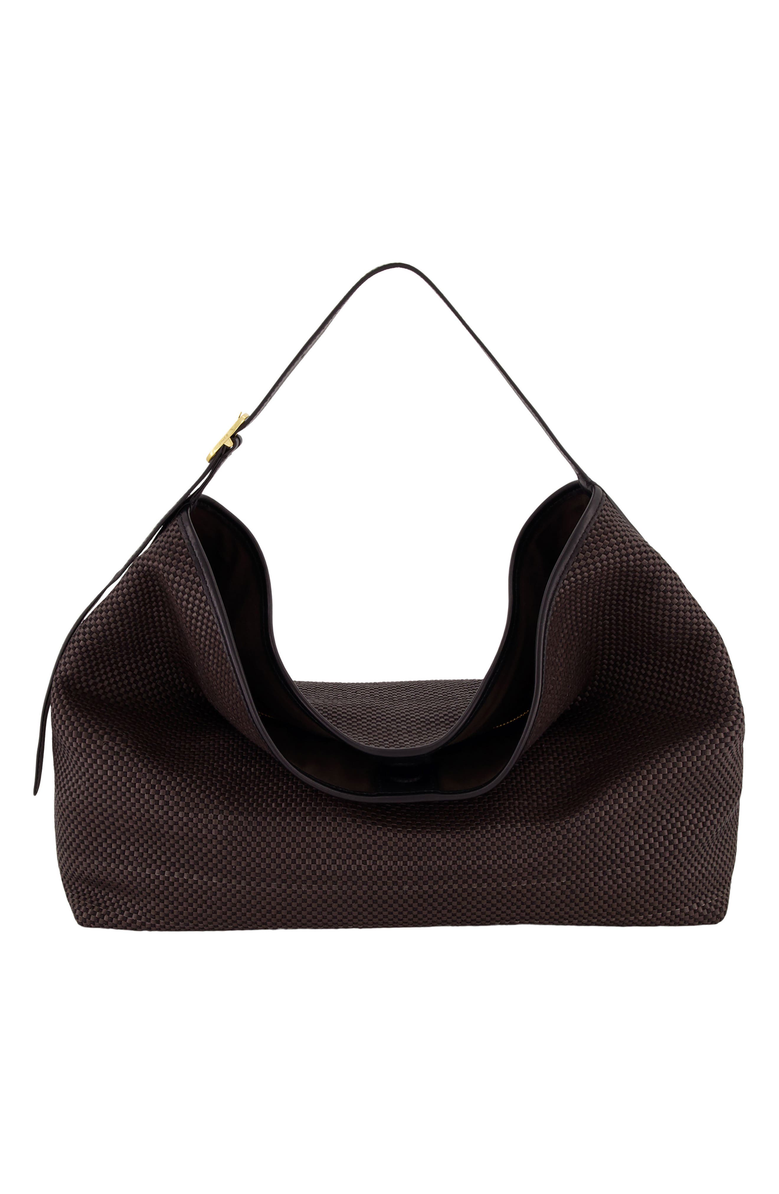 Vivian Small Woven Leather Hobo, Alternate, color, CACAO/ BLACK