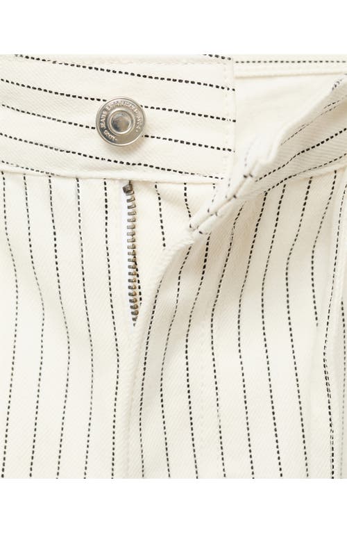 Mango Belted Stripe Wide Leg Jeans In Gray
