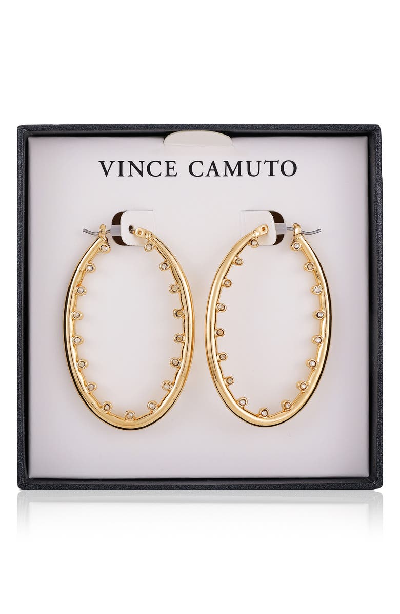 Vince Camuto Studded Hoop Earrings, Alternate, color, Gold Tone