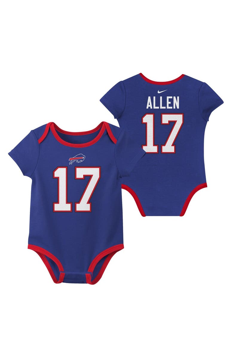 Nike Newborn & Infant Nike Josh Allen Buffalo Bills Name & Number 3-Pack Bodysuit Set, Alternate, color, Royal