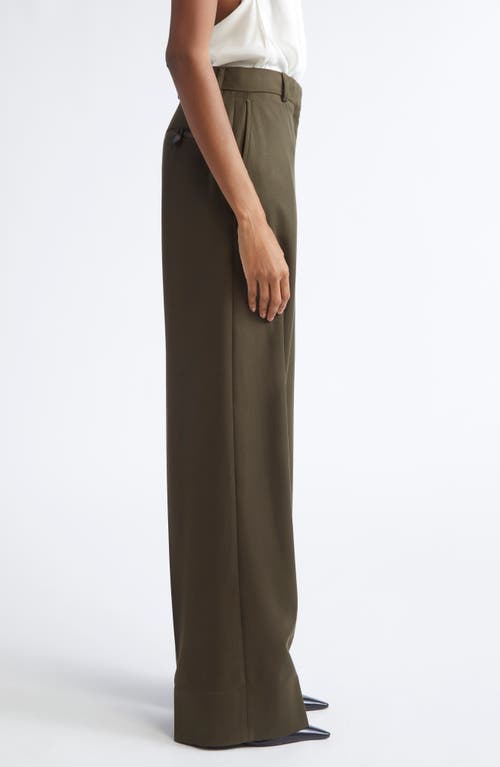 Stella Mccartney Shiny Loose Wool Trousers In Green
