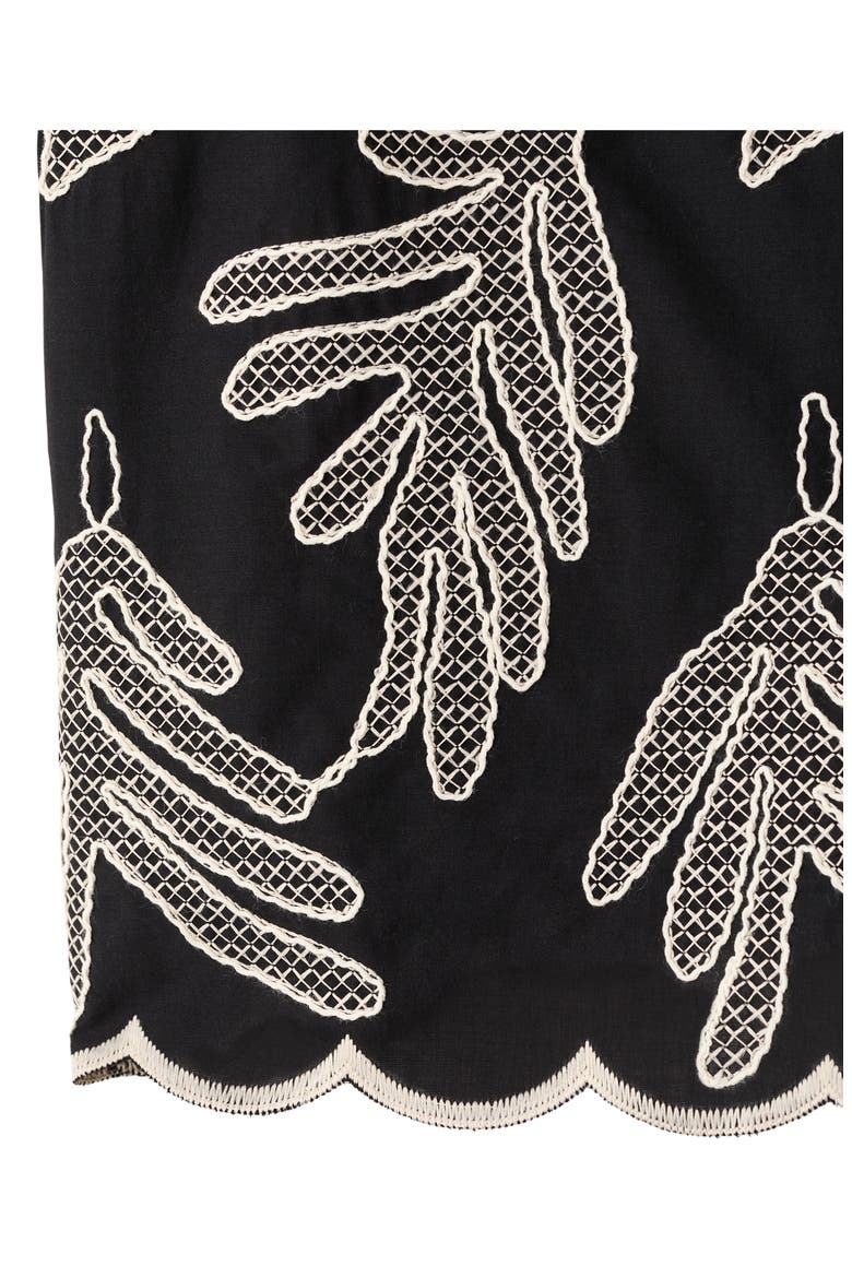 Embroidered Cotton Shorts, Alternate, color, BLACK
